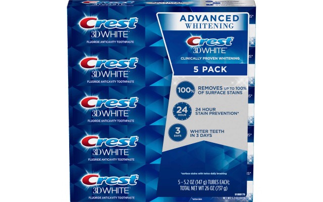  3D White Advanced Whitening Toothpaste, 5.2 oz, 5-count
