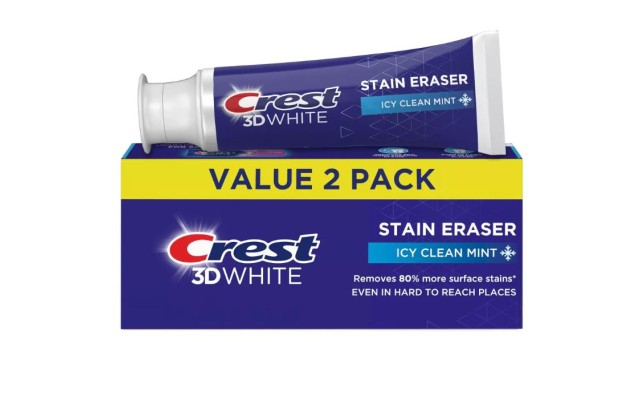  3D White Stain Eraser Toothpaste Icy Clean Mint – 3.8oz, 2 Pack
