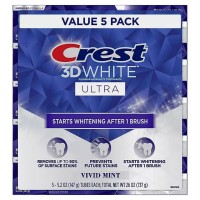 Crest 3D White Ultra Whitening Toothpaste, Vivid Mint (5.2 oz., 5 pk.) Crest 3D White Ultra Whitening Toothpaste, Vivid Mint (5.2 oz., 5 pk.)