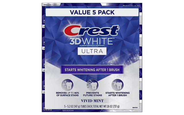 3D White Ultra Whitening Toothpaste, Vivid Mint (5.2 oz., 5 pk.)