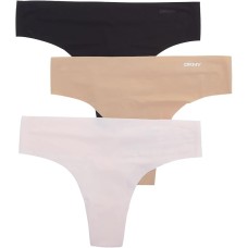 DKNY Women’s Thong – 3 Pack, DK5026B, Black/Blush/Beige, L