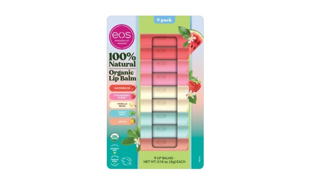  Natural USDA Organic Lip Balm, 9 Sticks, Multi