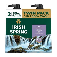 Irish Spring 5-in-1 Mens Body Wash, Pump, 2 pk./30oz