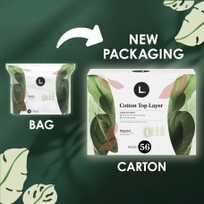 L. Ultra Thin Pads for Women, Regular, 100% Pure Cotton Top Layer 56 Ct