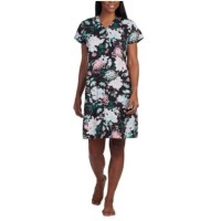 Miss Elaine Women’s Short-Sleeve Floral Snap Robe – Seaside