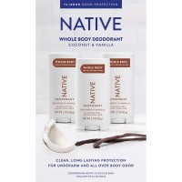 Native Whole Body Aluminum-Free Deodorant, Coconut & Vanilla, 2.3 Ounce (3 Pack)