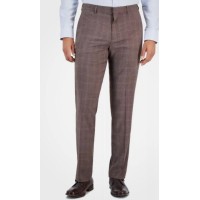 Perry Ellis Portfolio Men’s Slim-Fit Stretch Check Dress Pants, Brown, 38X30