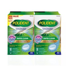 Polident Rapid Clean Dental Cleanser Tablets, 102 Count (Pack of 2)