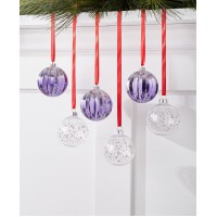 Holiday Lane Royal Holiday Set of 6 Shatterproof Purple & Clear Decorated Ball Ornament Holiday Lane Royal Holiday Set of 6 Shatterproof Purple & Clear Decorated Ball Ornament