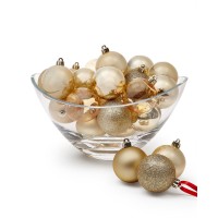 Holiday Lane Set of 30 Assorted Shatterproof Ball Ornament, Gold Holiday Lane Set of 30 Assorted Shatterproof Ball Ornament, Gold