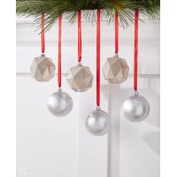 Shimmer and Light Set of 6 Shatterproof Cream & Silver-Tone Decorated Ball Ornaments Shimmer and Light Set of 6 Shatterproof Cream & Silver-Tone Decorated Ball Ornaments