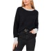 Womens Edged Crewneck Sweater, Black, M Womens Edged Crewneck Sweater, Black, M
