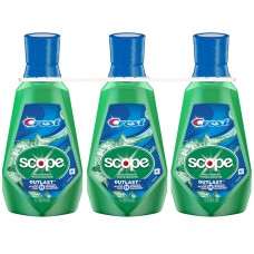 Crest Scope Outlast Mouthwash, Long Lasting Mint, 33.8 Fluid Ounce (3 Pack)
