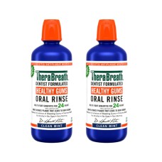 TheraBreath Healthy Gums Mouthwash, Clean Mint, Antigingivitis, 2 Pack - 1 Liter (33.8 fl oz)