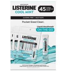 Listerine On-The-Go Cool Mint Mouthwash Sachets, Alcohol Free, 45 ct.
