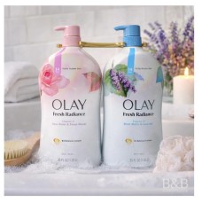 Olay Fresh Radiance Body Wash Twin Pack, Rose Water & Sweet Nectar + Birch Water & Lavender, 35 fl oz Each