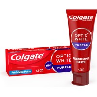 Colgate Optic White Purple Whitening Toothpaste, Mint Paste, 4.2 oz Tube