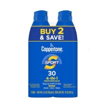 Coppertone Sport 4-in-1 Performance Sunscreen Spray,Twin Pack, SPF 30, Adult, 11 oz