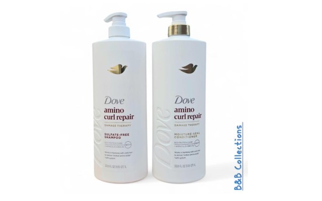  Amino Curl Repair Shampoo & Conditioner Set, Sulfate-Free Shampoo and Moisture-Seal Conditioner, 33.8 fl oz Each