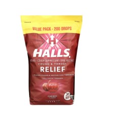 Halls Cough Suppressant/Oral Anesthetic Cough Drops - Cherry (200 Count)