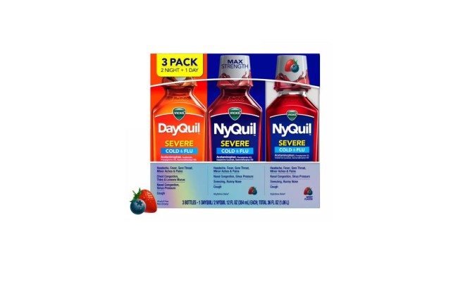  DayQuil & NyQuil SEVERE Cold & Flu Relief Liquid, Original (12 fl oz, 3pk)