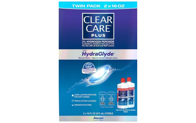  Plus with Hydraglyde Cleaning & Disinfecting Solution Twin Pack with 2 Lens Cases Included 16 oz