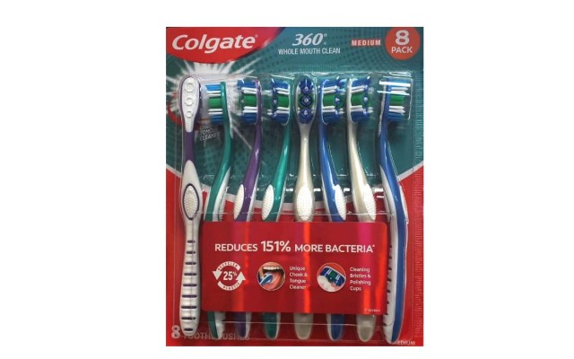  360 Whole Mouth Clean Medium Toothbrushes, 8 ct.