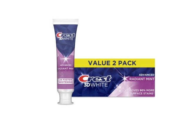  3D White Advanced Teeth Whitening Toothpaste, Radiant Mint, 3.3 oz, (Pack of 2)