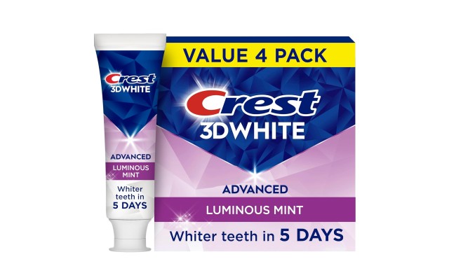  Toothpaste, 3DWhite Advanced, Luminous Mint, 3.7 oz, Pack of 4