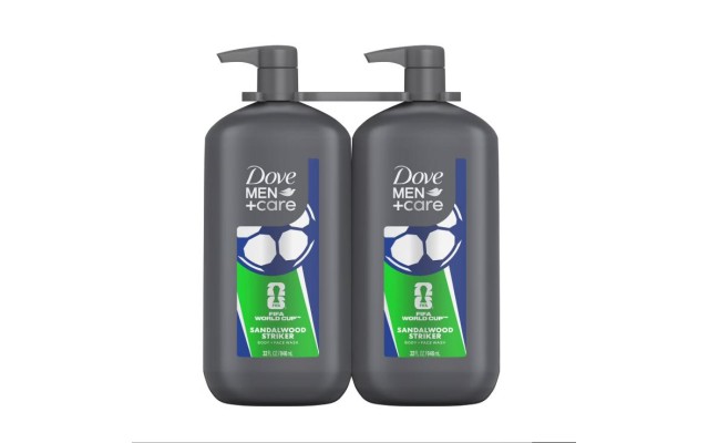  Men+Care Sandalwood Striker Body & Face Wash, 32 fl oz, 2 Pack, Pump Bottles