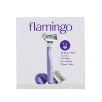 Flamingo Women's Razor Shaving Kit, 1 Handle, 11 Razor Blade Refills, 1 Shower Holder - Lilac