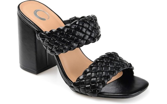 Journee Womens Melissa Open Square Toe Block Heel Dress Sandals, Black, 6.5W