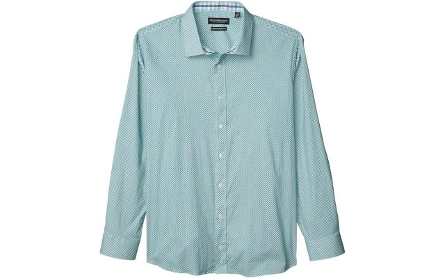  Men’s Modern-Fit Stretch Floral Medallion Print Dress Shirt, Aqua, 16/16.5″ Neck 32/33 Sleeve
