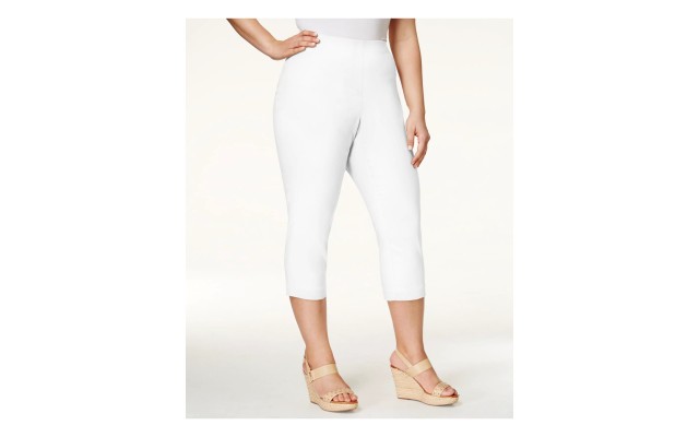 Style & Co. Women’s Plus Size Capris Comfort Stretch Pants, White, 14W