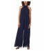  Women’s Halter Tie-Back Wide-Leg Jumpsuit, Navy ,X-Large