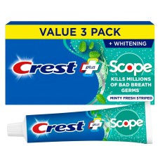 Crest + Scope Complete Whitening Toothpaste, Minty Fresh, 5.4 oz, Pack of 3