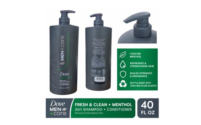  Men+Care 2-in-1 Shampoo + Conditioner Fresh & Clean with Menthol, Strengthens Hair, 40 fl oz