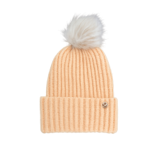 Steve Madden Women’s Cloud Knit Faux-Fur Pom Pom Beanie – Orange