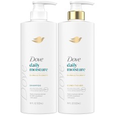 Dove Daily Moisture Shampoo & Conditioner Set – Deep Hydration with Hyaluronic Acid for Smoothing & Revitalizing Dry, Damaged Hair, 18 Oz Ea