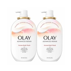 Olay Advanced Repair Serum Body Wash with Shea Butter, Cocoa Butter, Vitamin E, Hyaluronic Acid, Niacinamide & Collagen Peptide, 35 fl oz Pump Bottles, 2 Pack