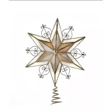 Kurt Adler 11-Inch Capiz Scroll Star Treetop, Gold Kurt Adler 11-Inch Capiz Scroll Star Treetop, Gold