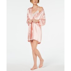 Linea Donatella Mom Lace Trim Chemise Nightgown & Wrap Robe Set, Bisque, Small